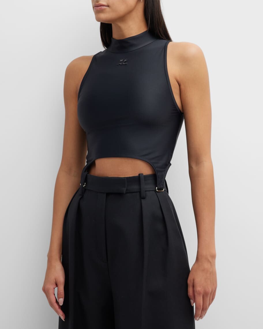 

Майка с подтяжками из джерси Mock-Neck Tech Courreges