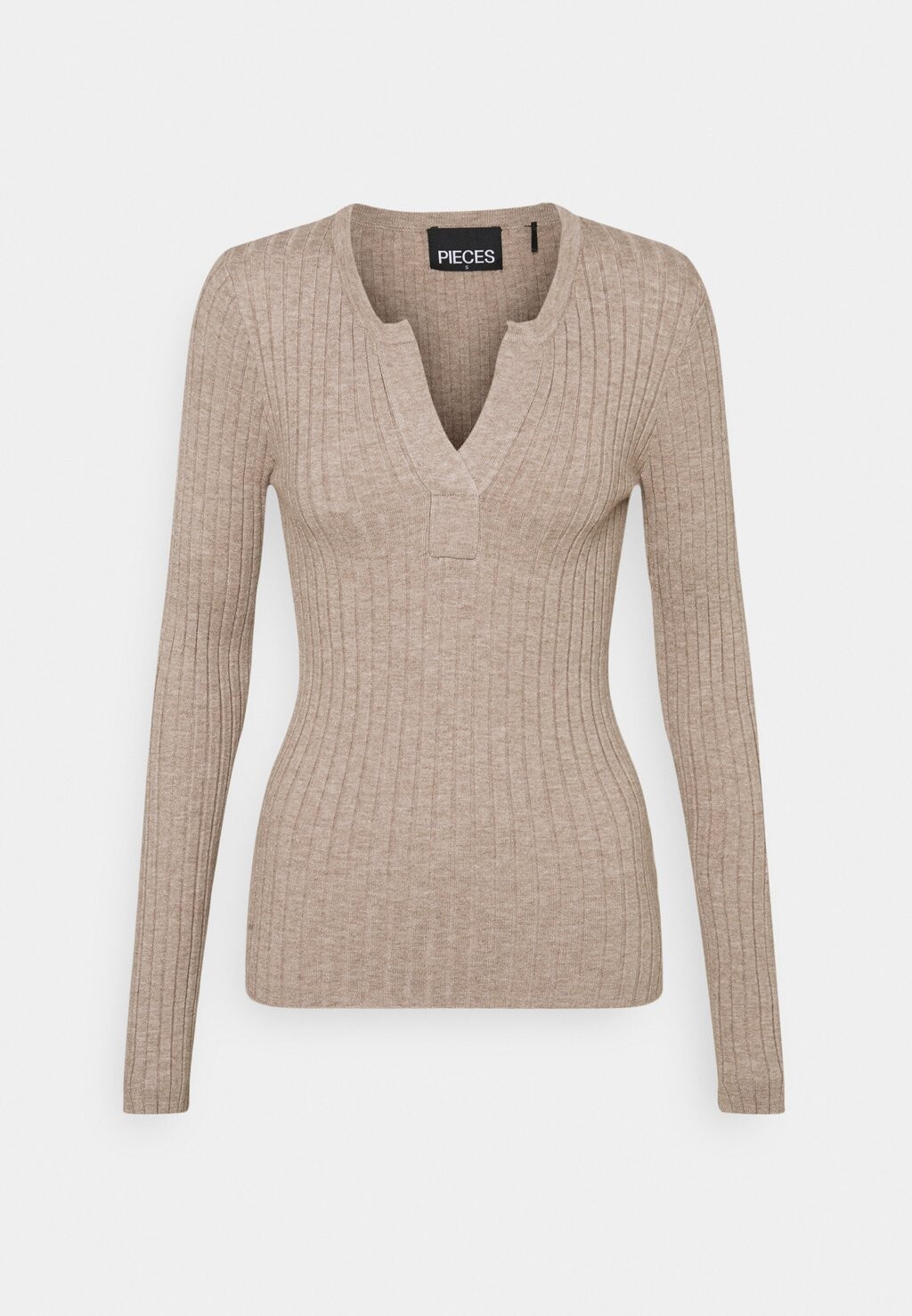 

Свитер PCGILAYA HALF PLACKET PIECES Tall, теплый серо-коричневый
