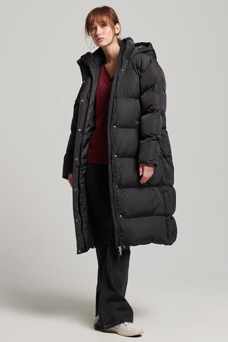 

Длинная зимняя куртка с капюшоном Superdry, черный