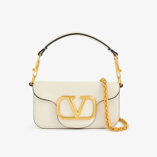 

Маленькая кожаная сумка-багет VLOGO Valentino Garavani, слоновая кость
