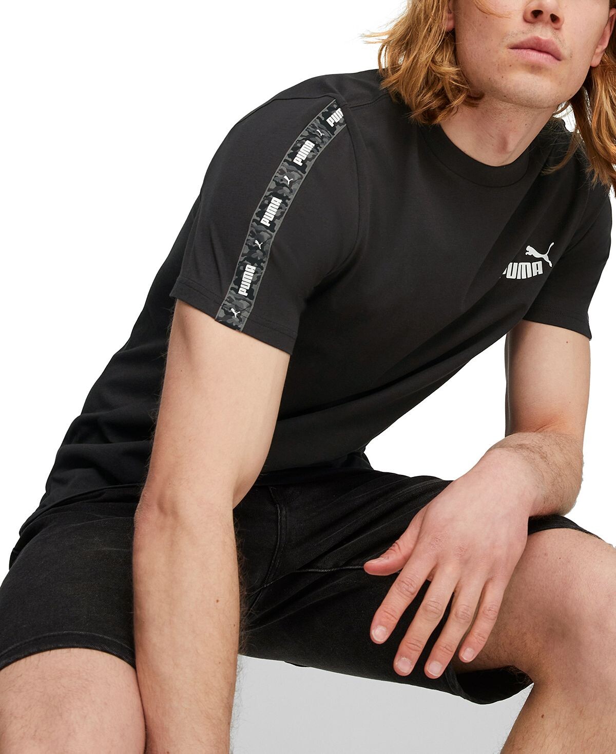 

Мужская футболка Ess с камуфляжным логотипом и графическим рисунком Puma