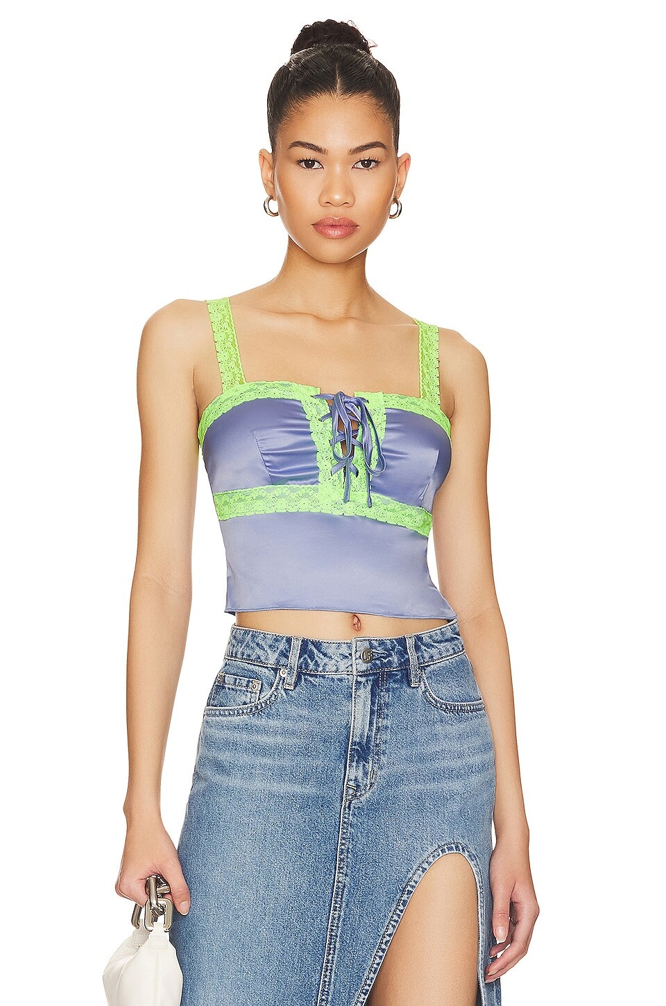 

Топ superdown Adele Lace Up Cami, цвет Blue & Green
