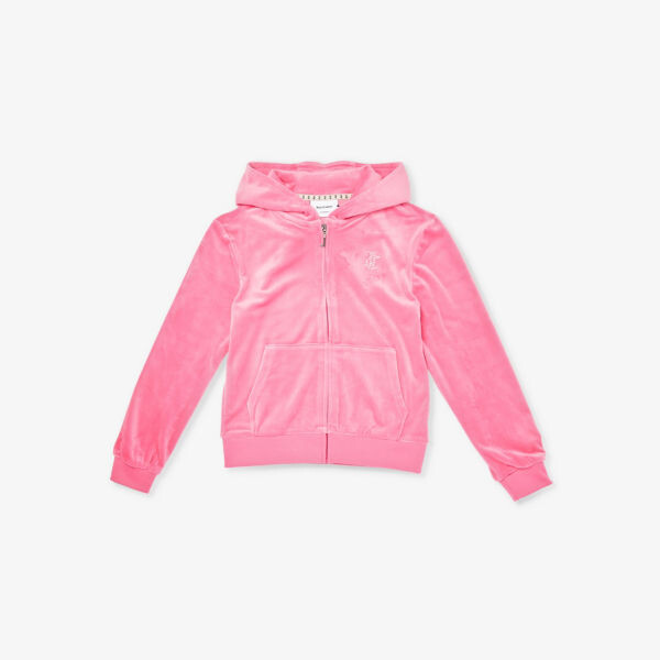 

Толстовка обычного кроя из эластичного велюра с фирменной отделкой для 7–16 лет Juicy Couture, розовый