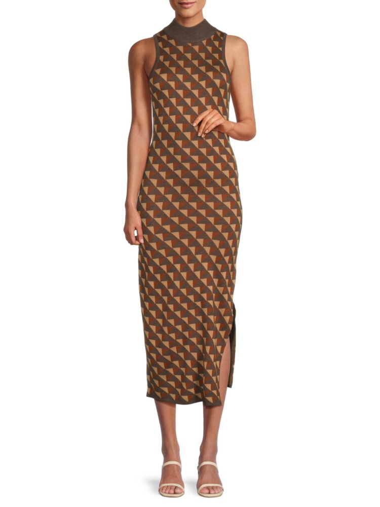 Платье миди Bonet с геометрическим принтом Heartloom, цвет Brown Tan