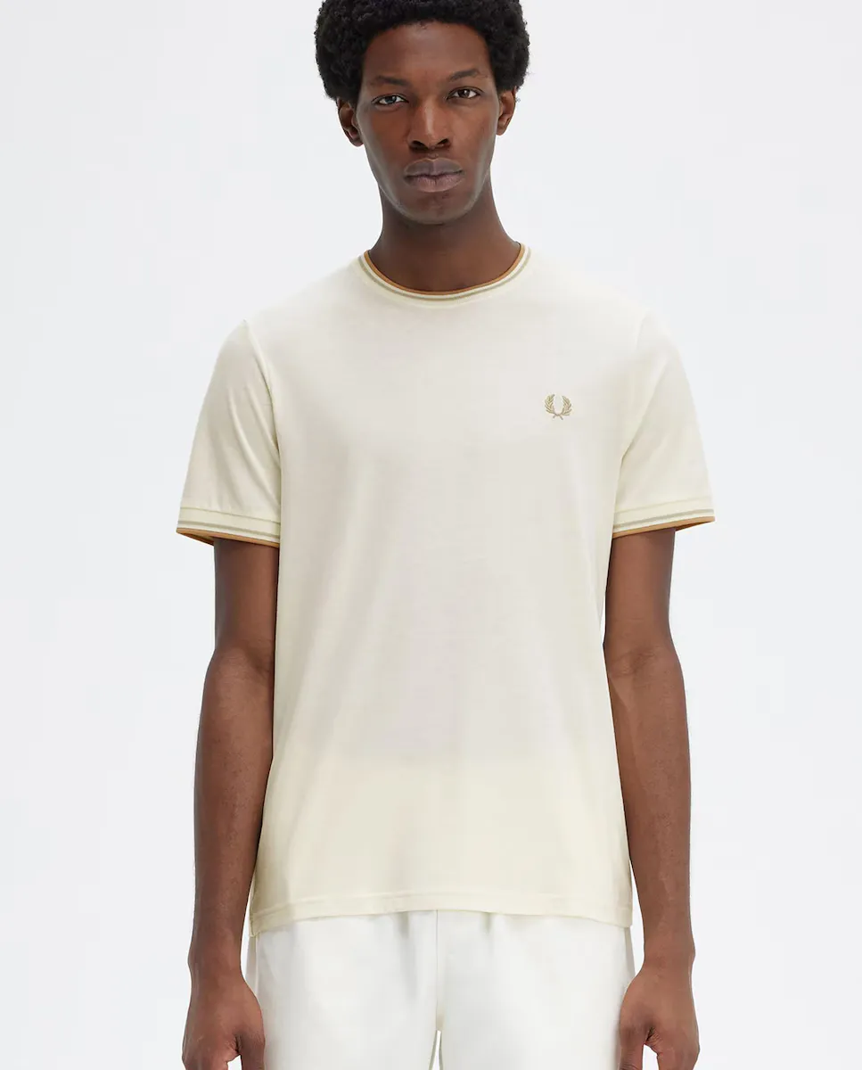 

Мужская футболка с короткими рукавами и отделкой Fred Perry, цвет Crudo