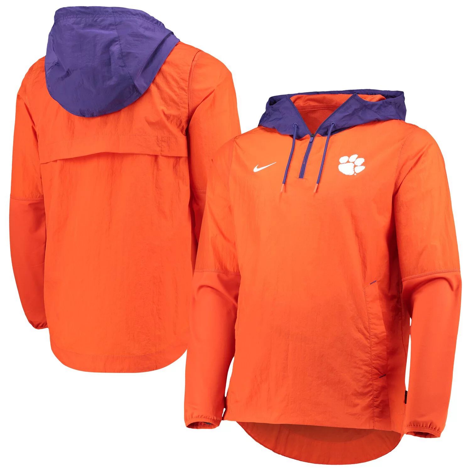 Мужская оранжево-фиолетовая куртка Clemson Tigers Player с молнией четверть Nike
