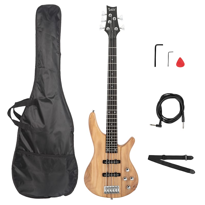 Басс гитара Glarry GIB Electric 5 String Bass Guitar Full Size Bag Strap Pick Connector Wrench Tool 2020s - Burlywood сумка гитара электронная белая зеленый