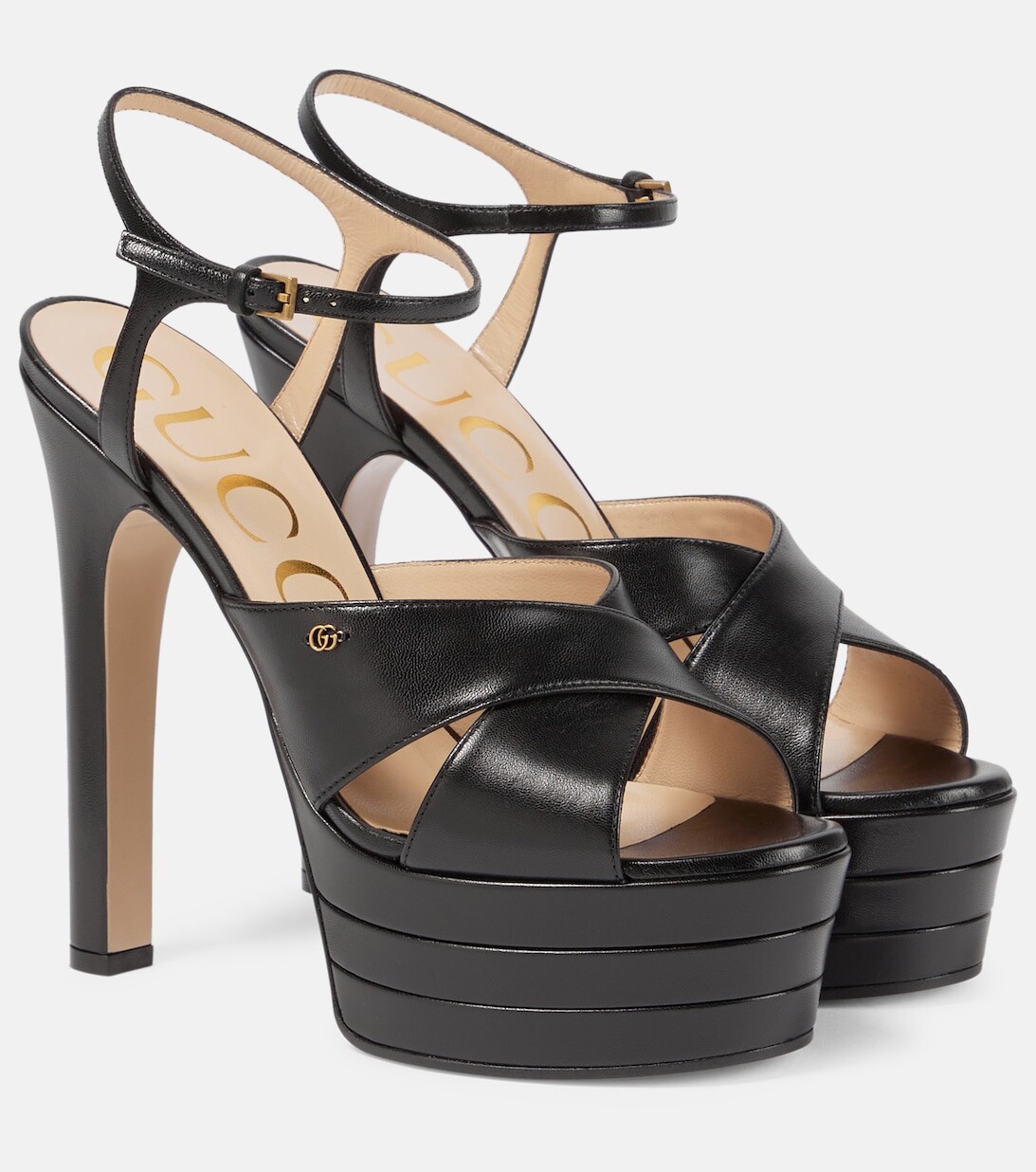 

Босоножки на платформе с узором GG Gucci, черный