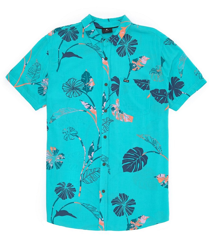 

Рубашка из поплина с короткими рукавами Rip Curl Mod Tropics, синий