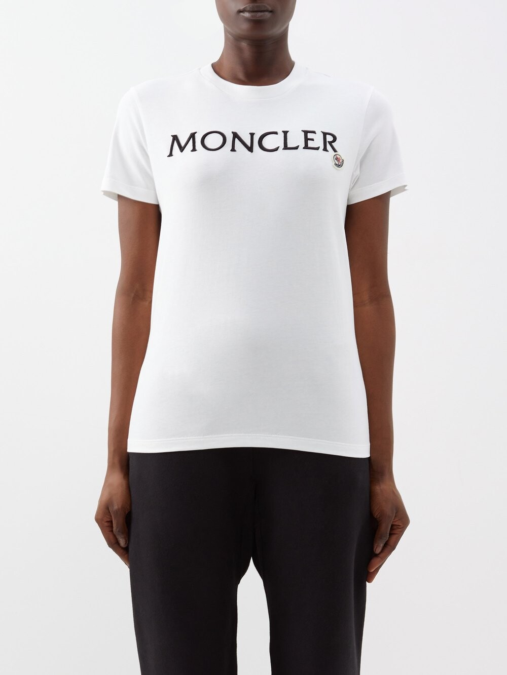 

Футболка из хлопкового джерси с вышитым логотипом Moncler, белый
