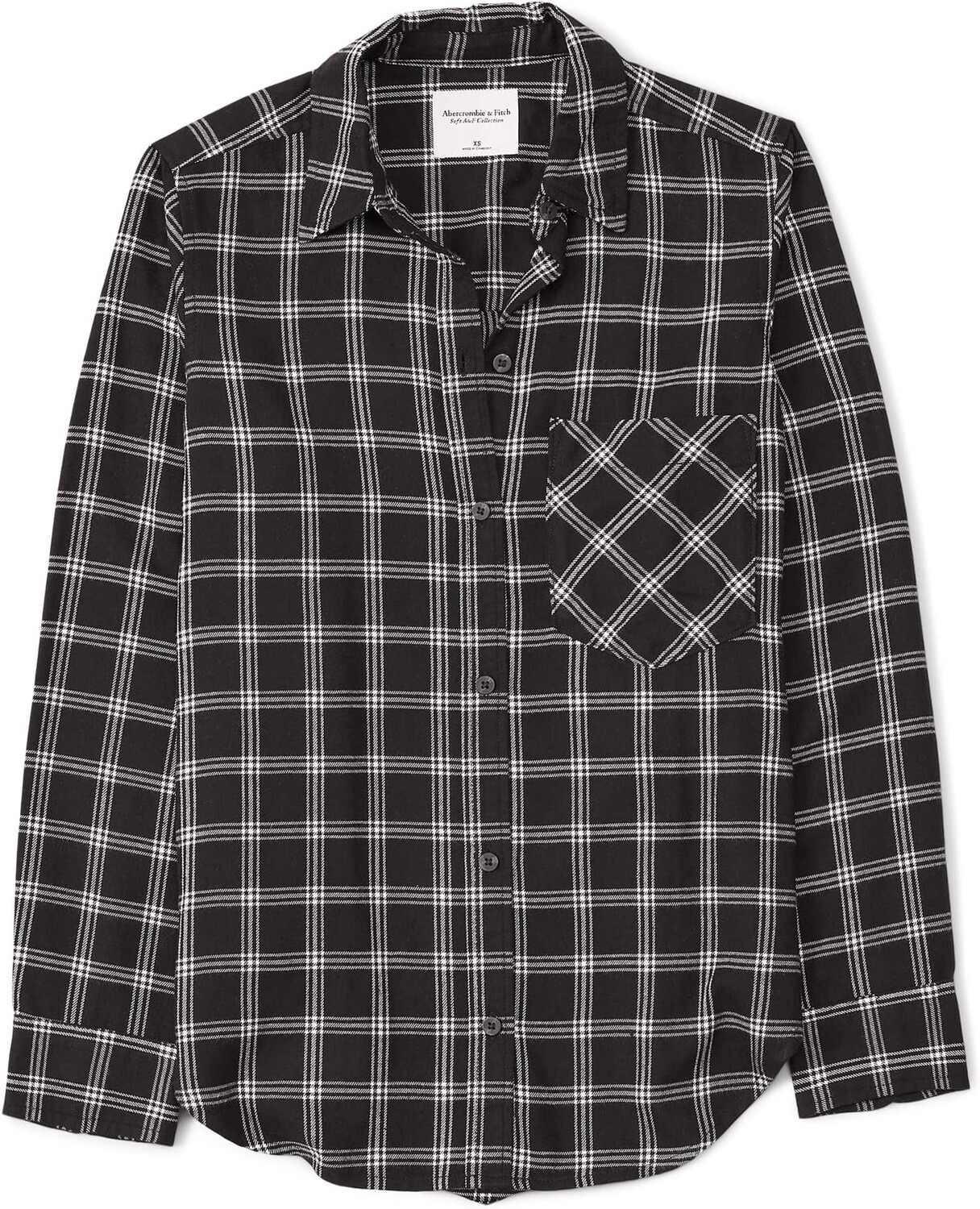 

Рубашка Long Sleeve Flannel Abercrombie & Fitch, цвет Black White Plaid