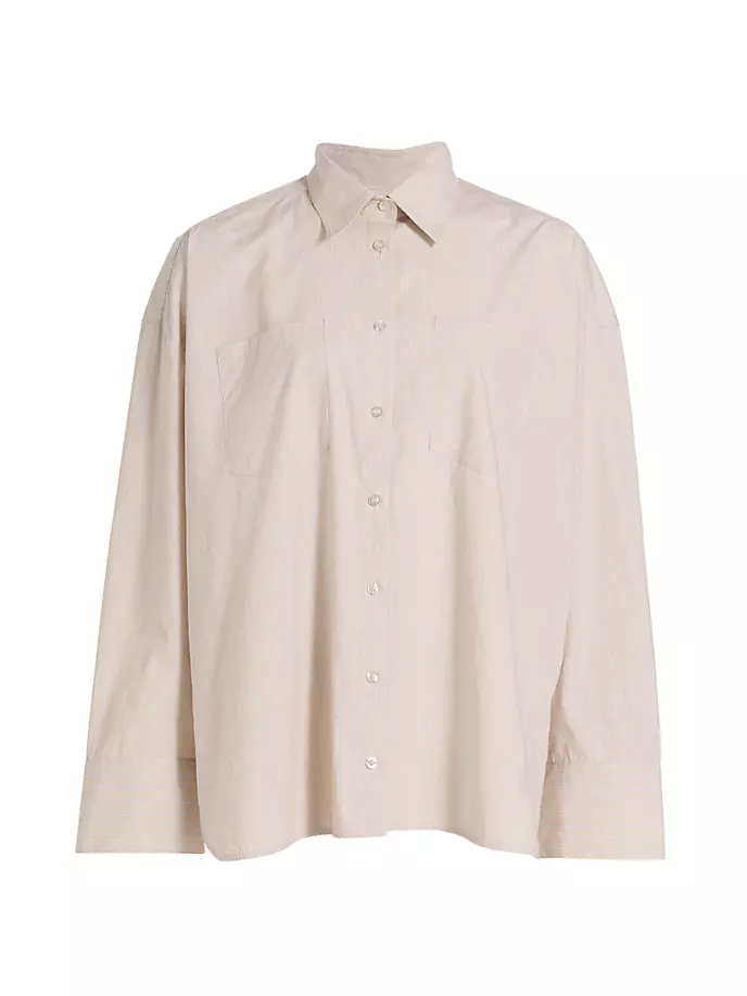 цена Рубашка оверсайз из хлопкового поплина в полоску Remain Birger Christensen, цвет safari comb