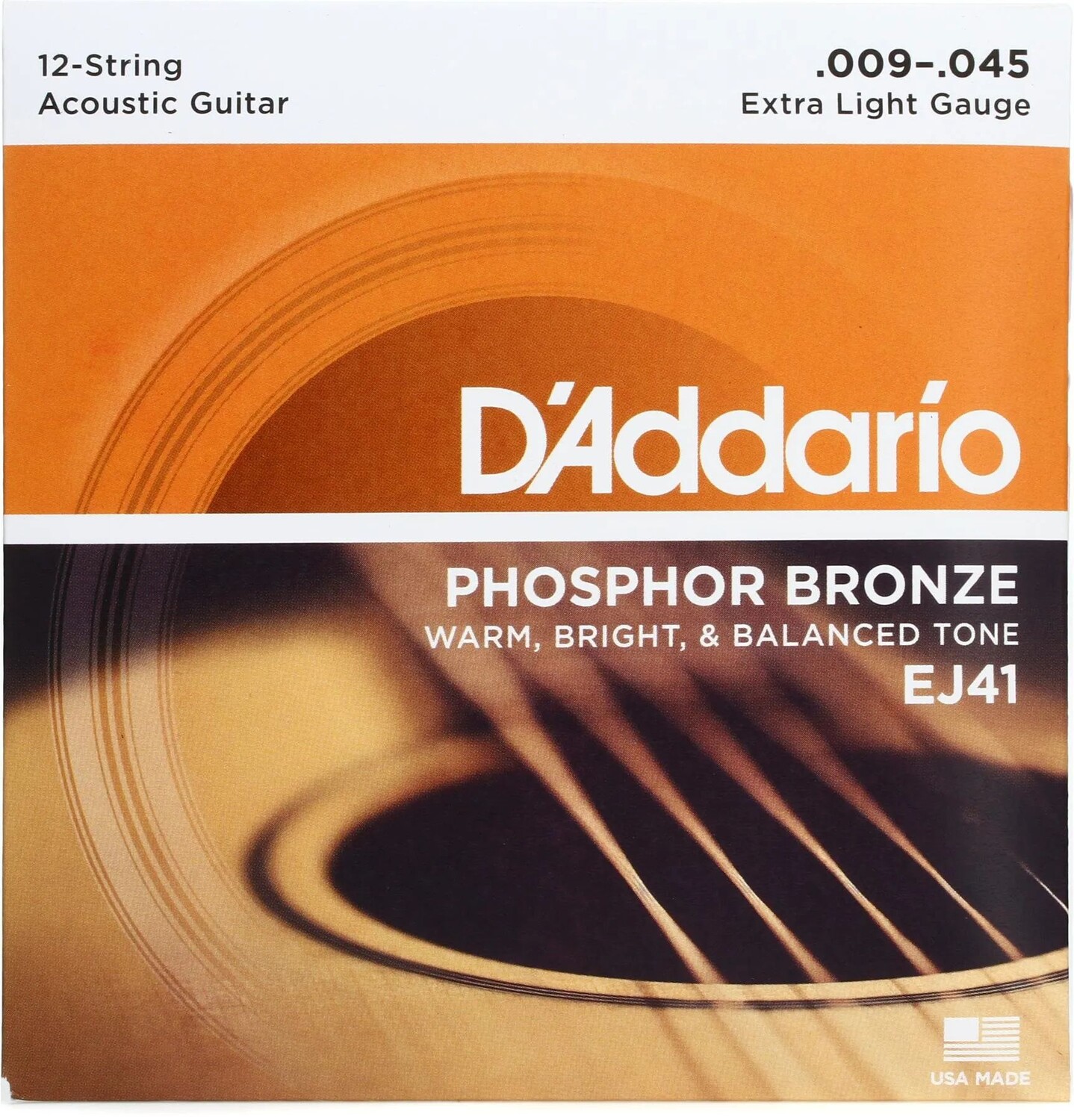 

Струны D'Addario EJ41 для акустической гитары из фосфористой бронзы — .009-.045 Extra Light, 12-струнная