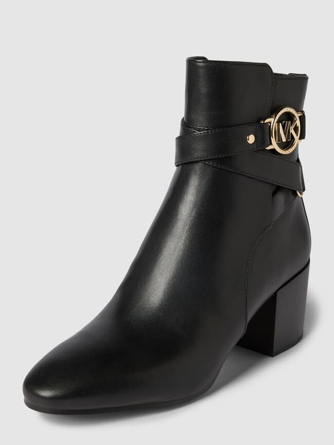 

Кожаные ботильоны с аппликацией-лейблом MICHAEL Michael Kors, черный