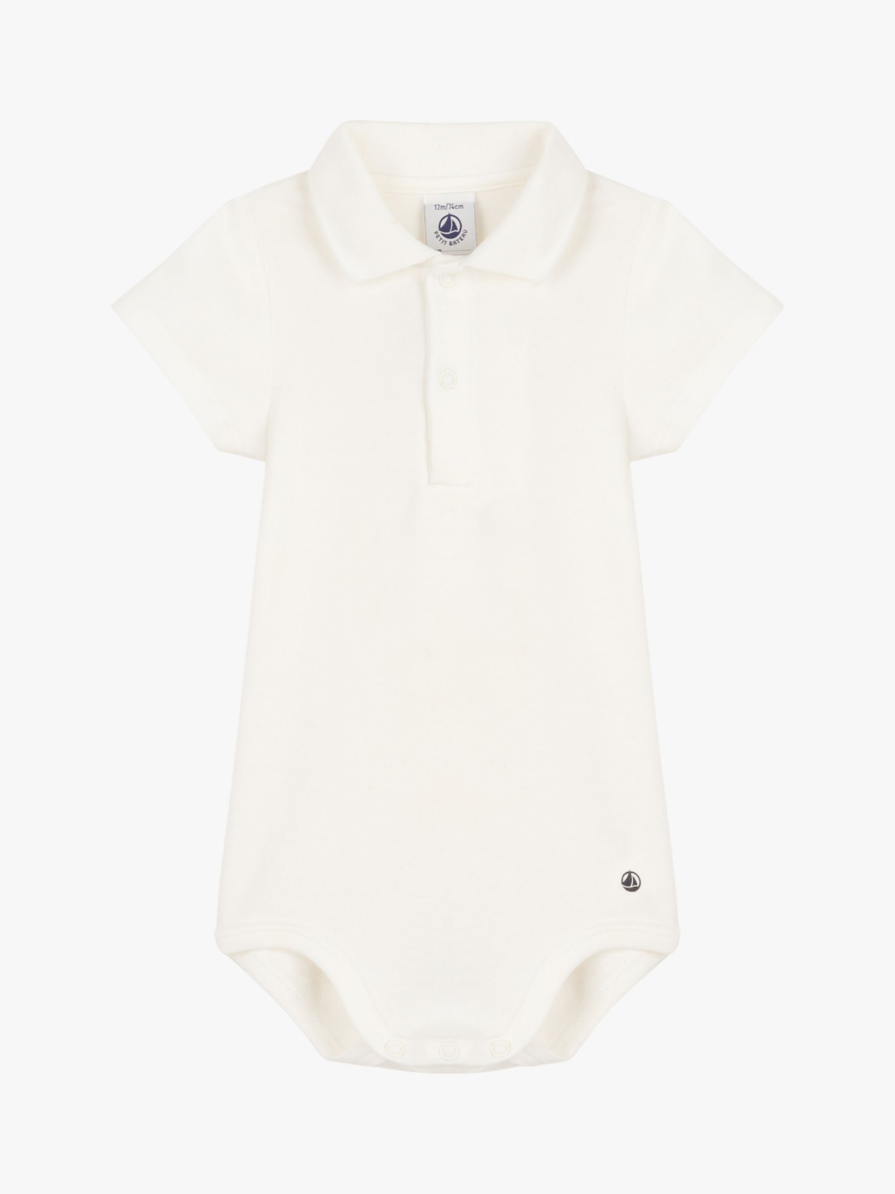 

Petit Bateau Baby Боди из органического хлопка с короткими рукавами и воротником-поло, цвет Marshmallow