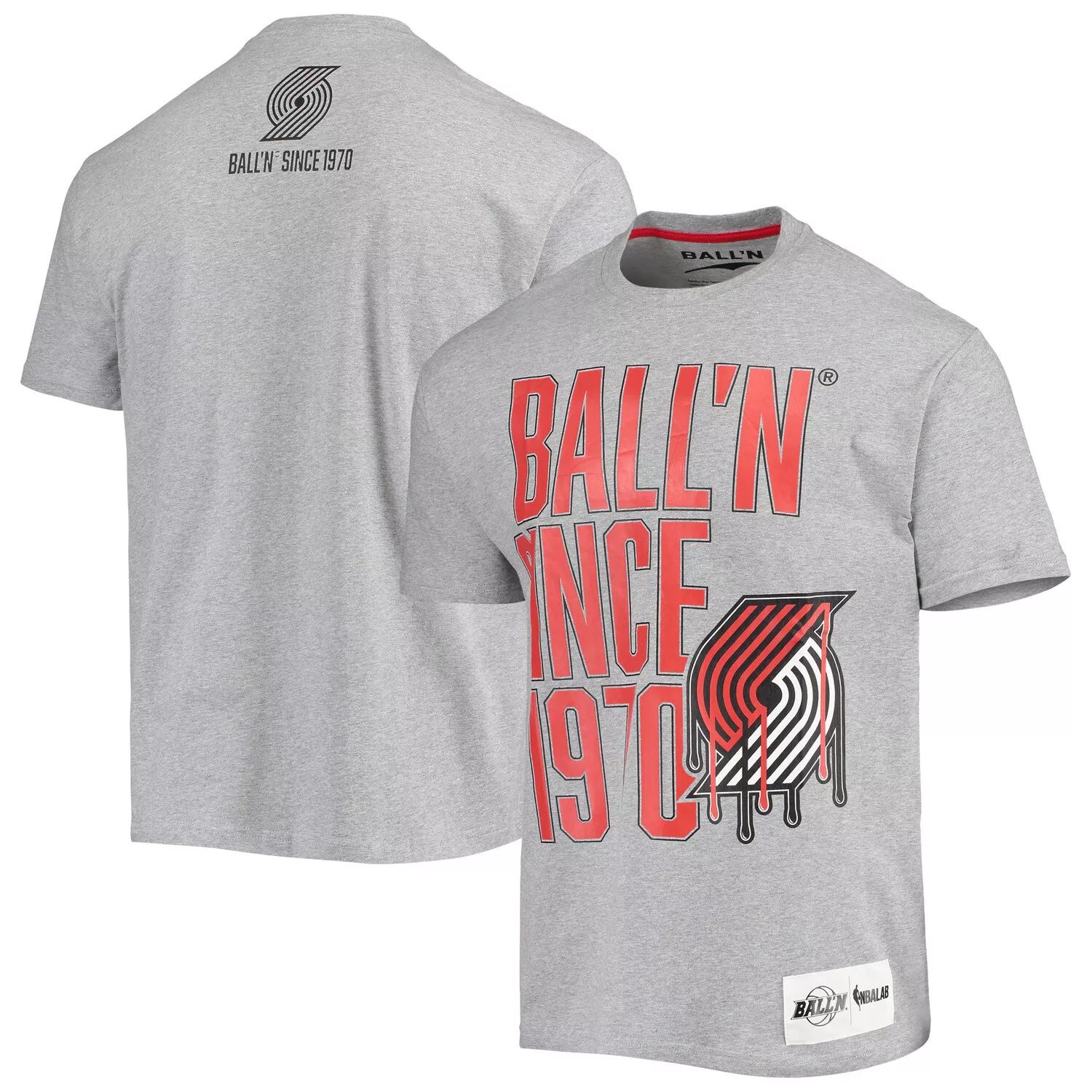 

Мужская футболка BALL'N Heathered Grey Portland Trail Blazers с 1970 года