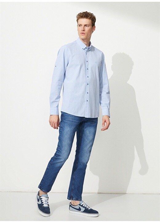 

Синяя мужская рубашка Slim Fit с воротником на пуговицах Beymen Business