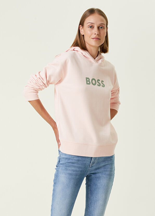 

Розовый свитшот с капюшоном и логотипом Boss