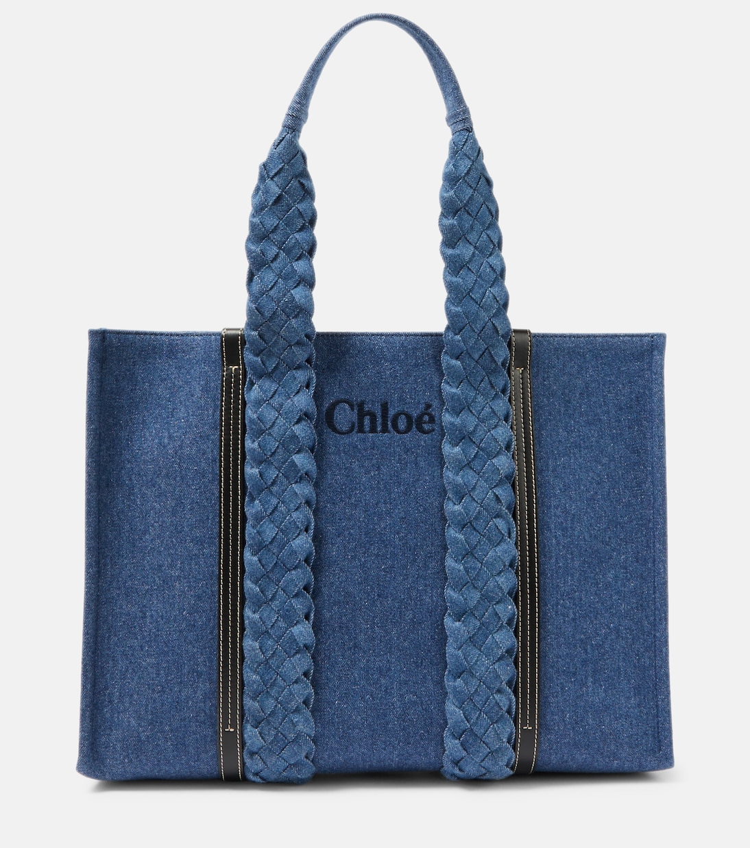 Джинсовая сумка-тоут woody среднего размера Chloé, синий