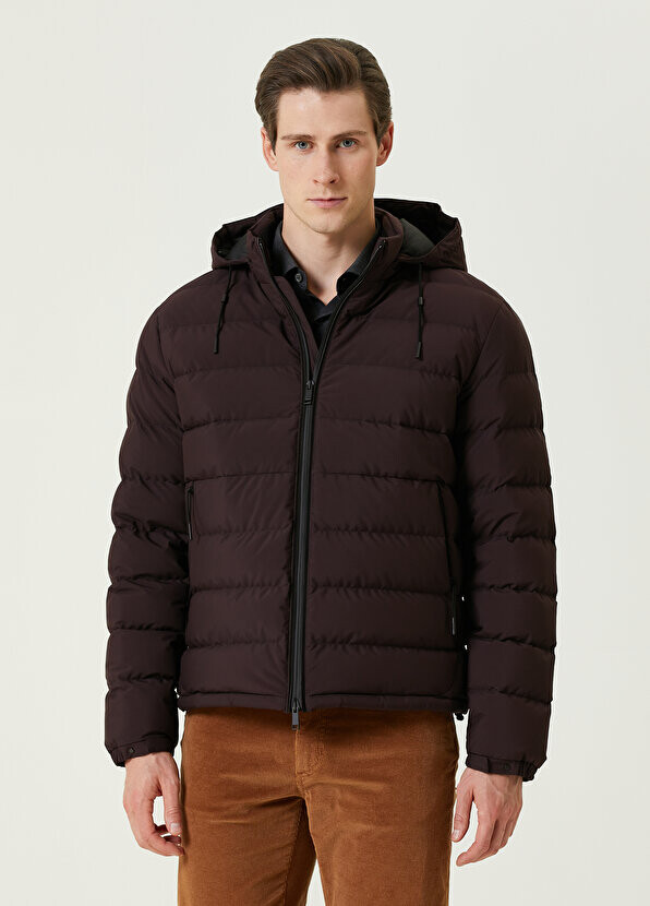 

Темно-коричневое пуховик с капюшоном Zegna, Коричневый