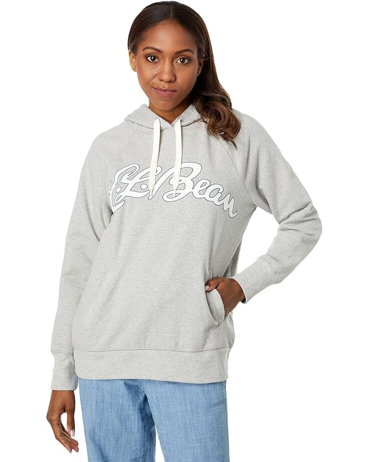 

Худи L.L.Bean 24/7 Sweats Logo, цвет Light Gray Heather/Script Logo