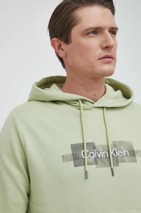Хлопковая толстовка Calvin Klein, зеленый худи calvin klein core logo капучино
