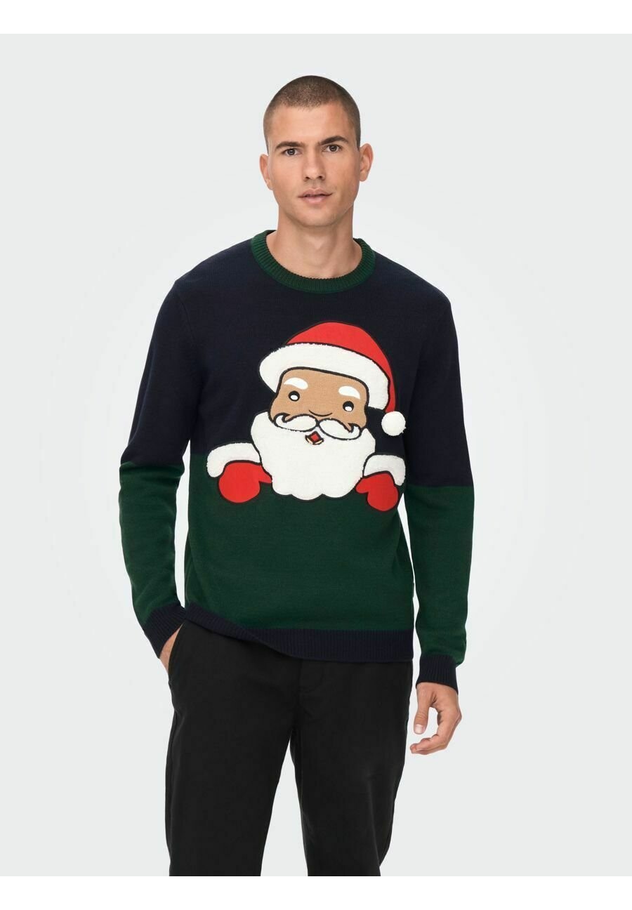 

Свитер ONSXMAS REG BLOCK CREW UNISEX Only & Sons, темно-синий