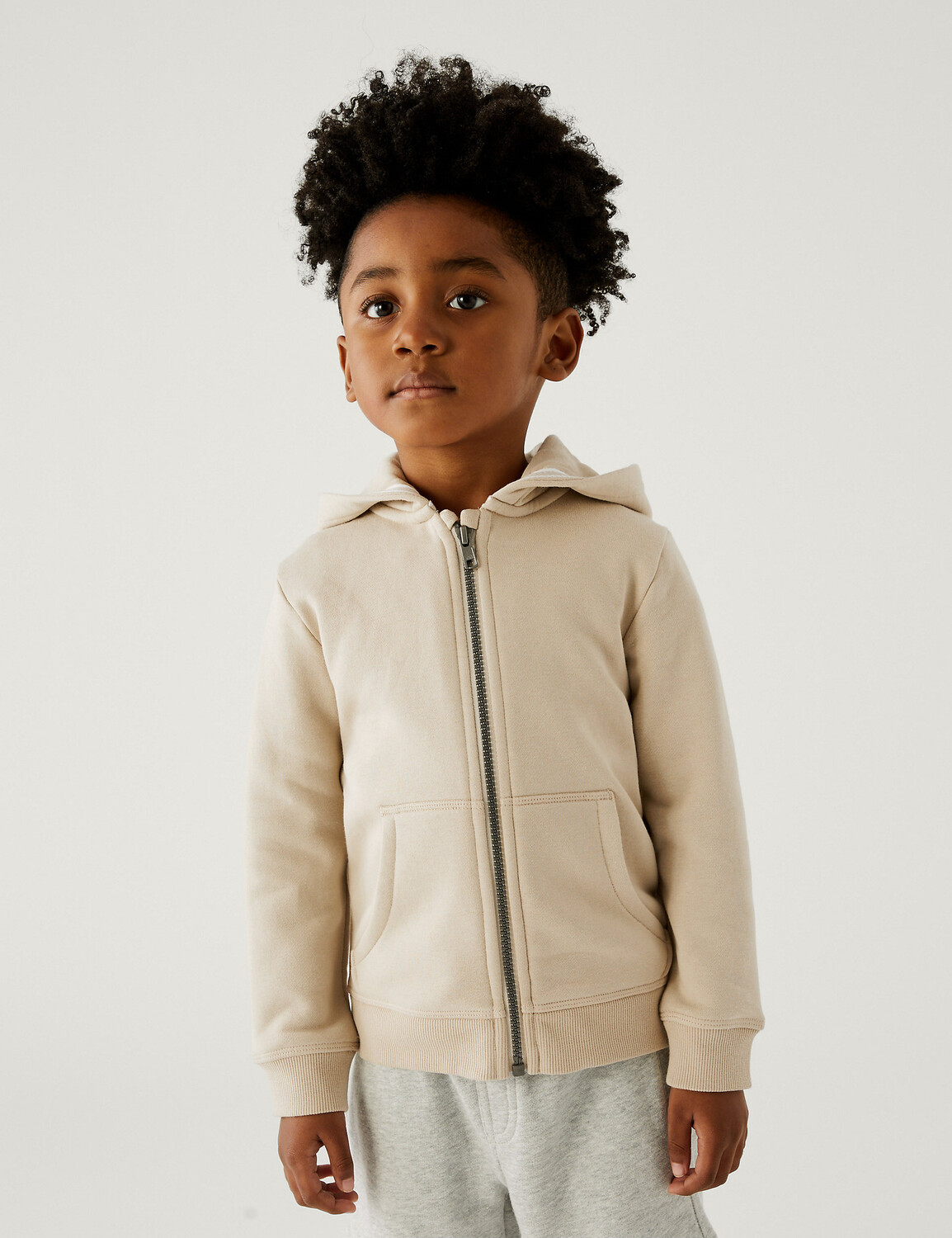 

Толстовка с капюшоном на молнии из хлопка (2–8 лет) Marks & Spencer, бургундия
