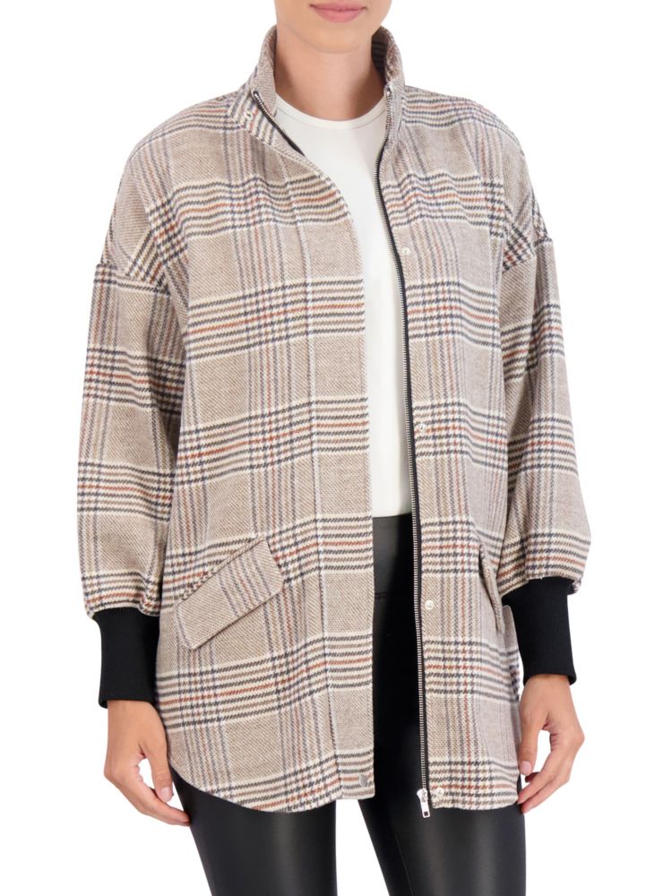цена Клетчатая куртка из смесовой шерсти на молнии спереди Ookie & Lala, цвет Camel Plaid