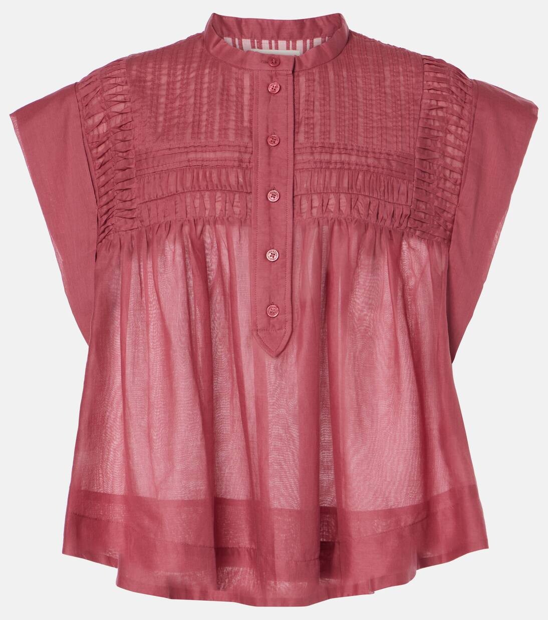 

Топ из плиссированной хлопковой вуали Leaza Marant Etoile, цвет antik pink