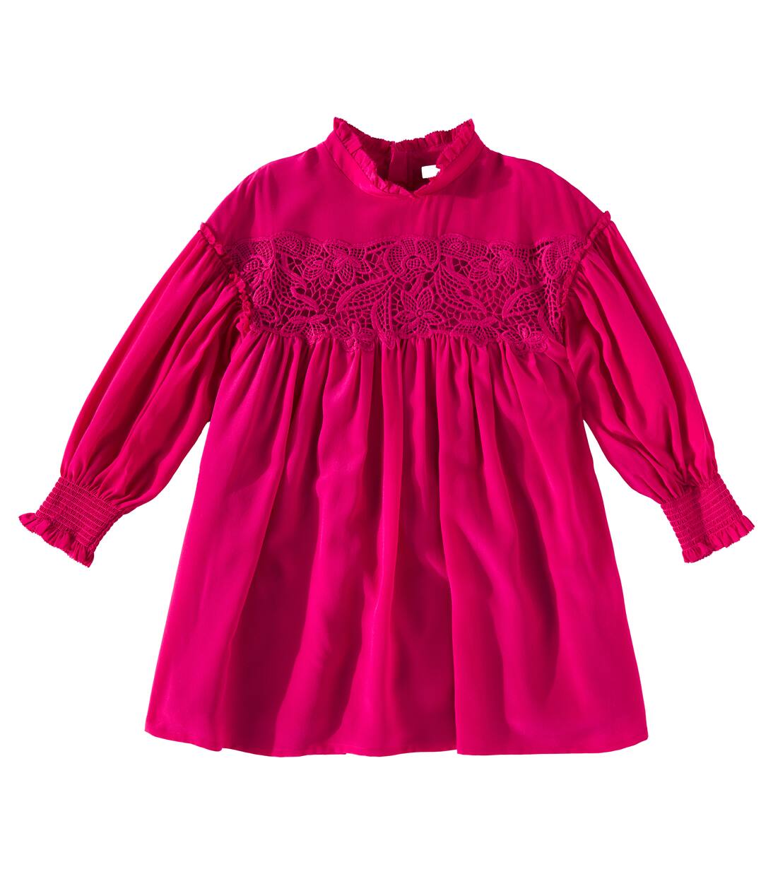 

Шелковое платье с кружевной отделкой Chloé Kids, цвет fuschia