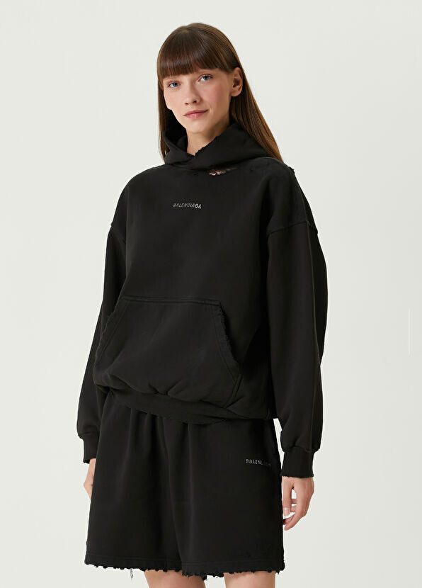 

Толстовка с капюшоном и логотипом Balenciaga, черный