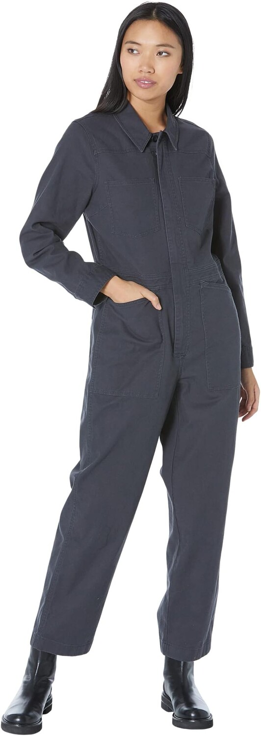

Прямой комбинезон из парусины с начесом на спине Madewell, цвет Black Coal
