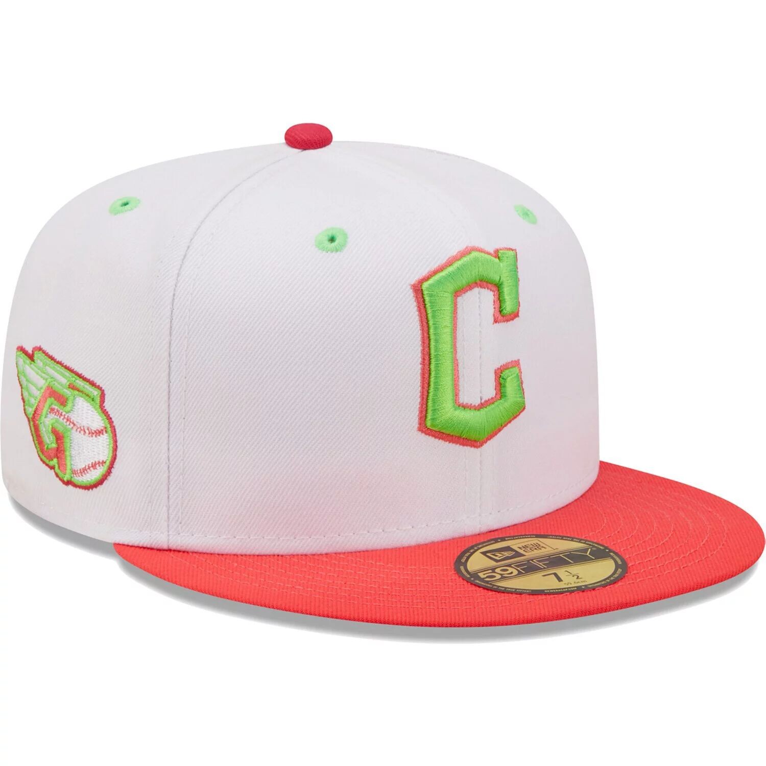 

Мужская облегающая шляпа New Era White/Coral Cleveland Guardians Primary Logo Strawberry Lolli 59FIFTY