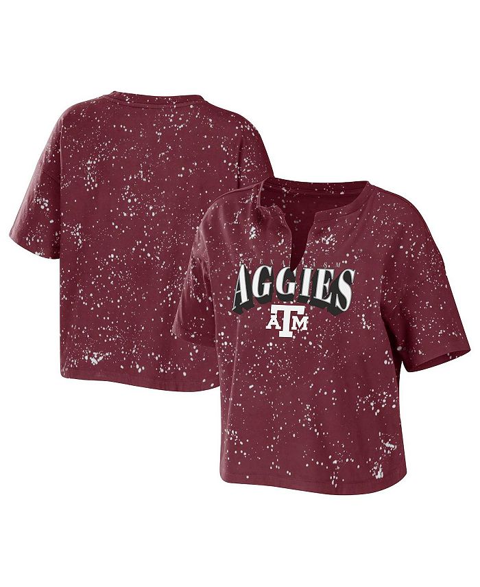 

Женская темно-бордовая футболка Texas A&M Aggies Bleach Wash Splatter с укороченным вырезом и вырезом WEAR by Erin Andrews, красный