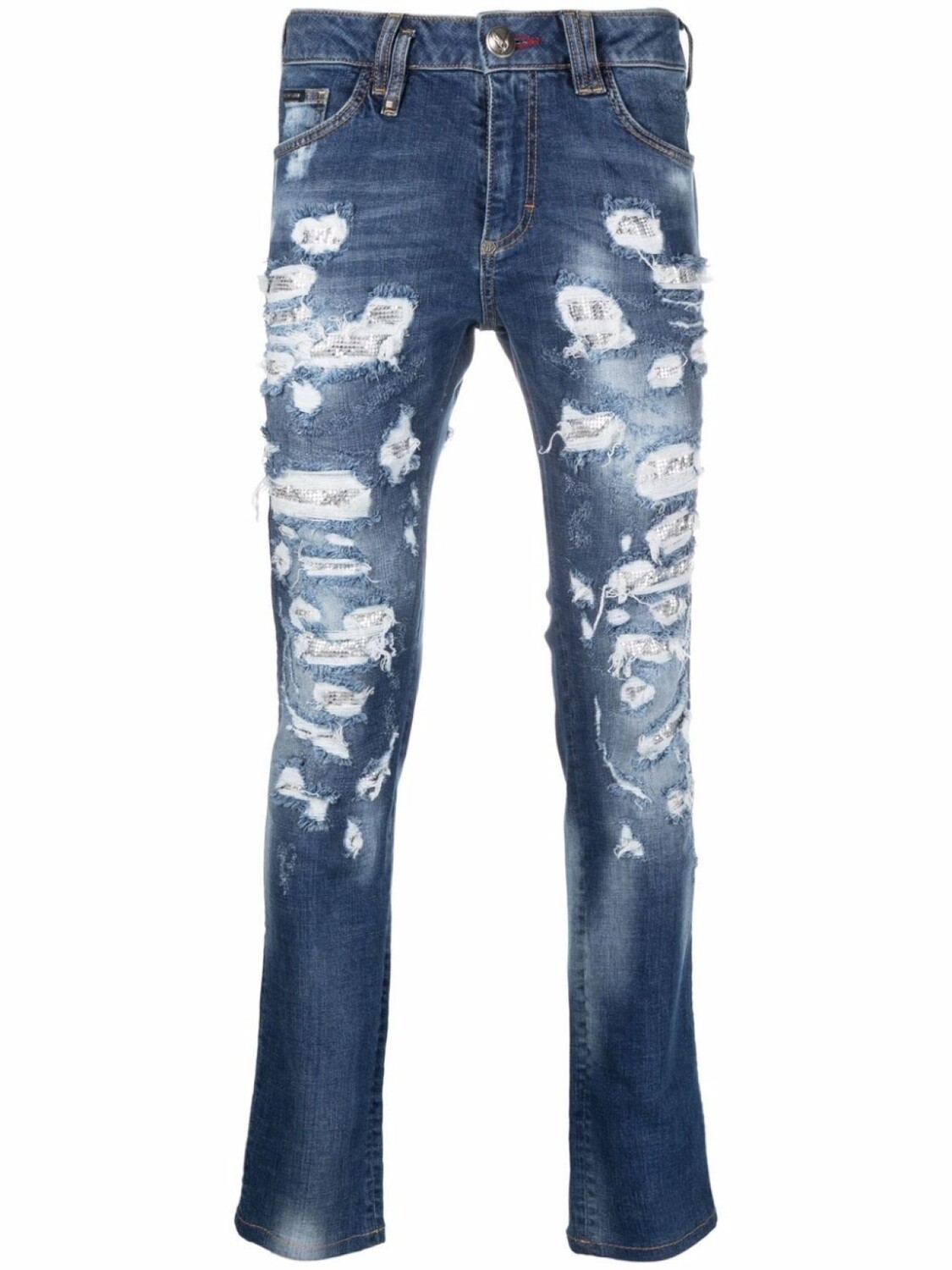 

Philipp Plein джинсы с прорезями, синий