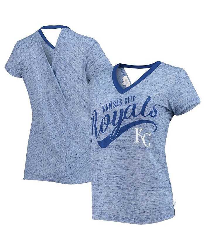 

Женская футболка Royal Kansas City Royals Hail Mary с запахом на спине и V-образным вырезом Space-Dye Touch, синий