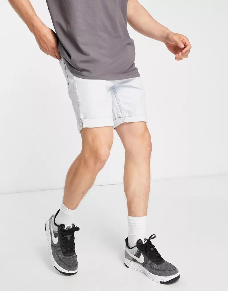 

Голубые джинсовые шорты узкого кроя Pull&Bear