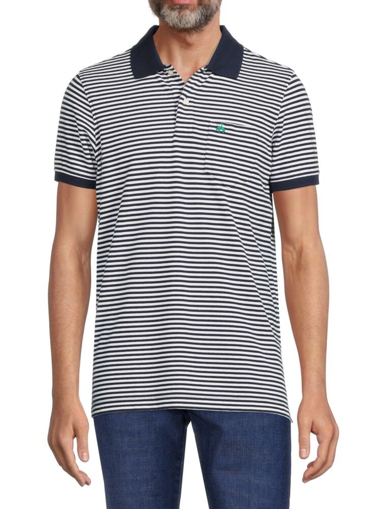 

Рубашка-поло приталенного кроя в полоску Brooks Brothers, цвет Navy White
