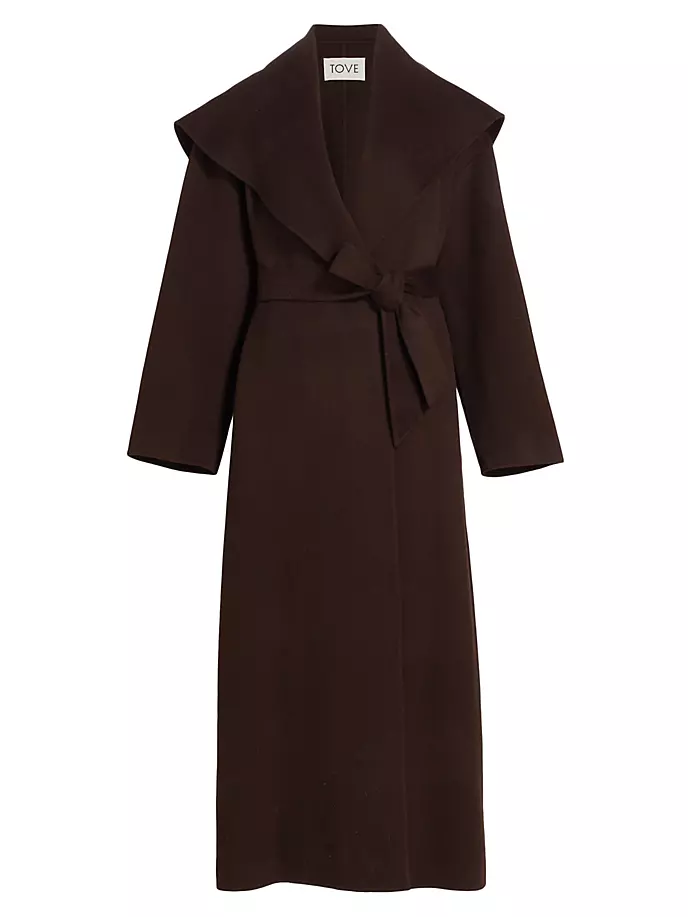 

Шерстяное пальто Zinnia с поясом Tove, цвет dark brown