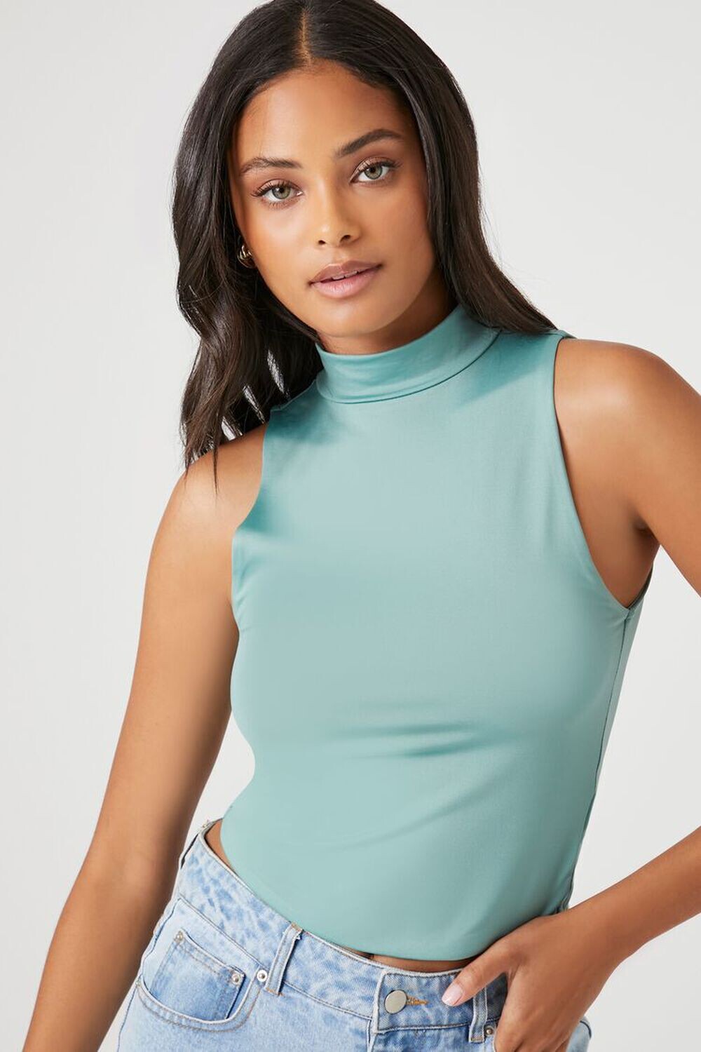 

Майка с воротником-стойкой Contour Forever 21, синий