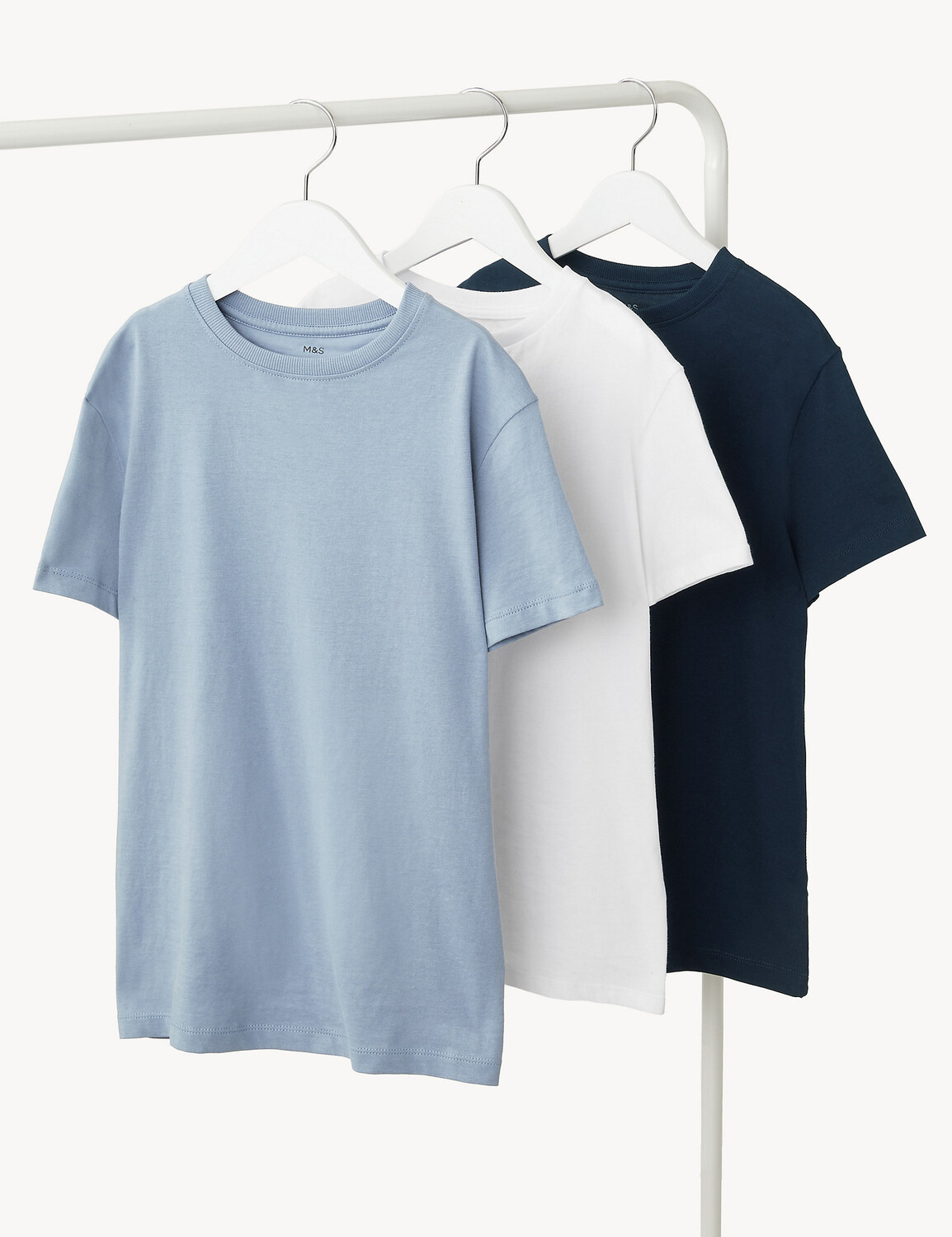 

3 пары футболок из чистого хлопка (6–16 лет) Marks & Spencer, мульти