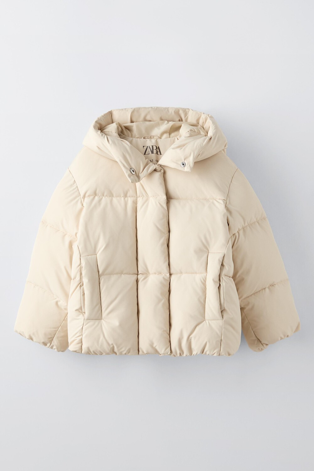 

Куртка-пуховик с капюшоном ZARA, середина экрю