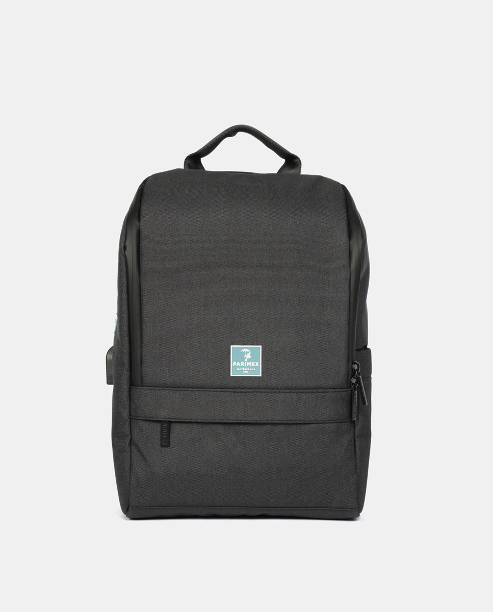 Средний водонепроницаемый черный рюкзак с десятью карманами и отделением для ноутбука Parimex Urban, черный повседневный сетчатый рюкзак на шнурке черный