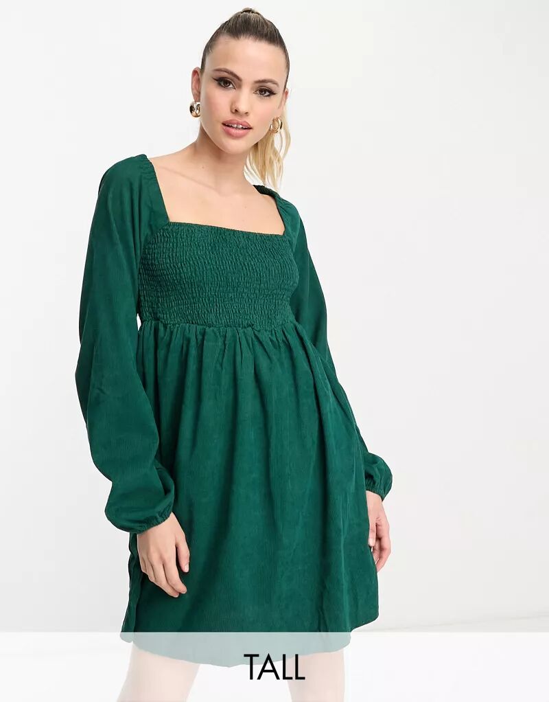 Lola May Tall – мини-платье из тонкого вельвета елового цвета цена и фото