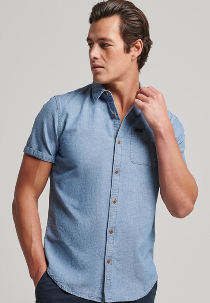 

Рубашка VINTAGE LOOM SHORT SLEEVE Superdry, цвет worn wash indigo