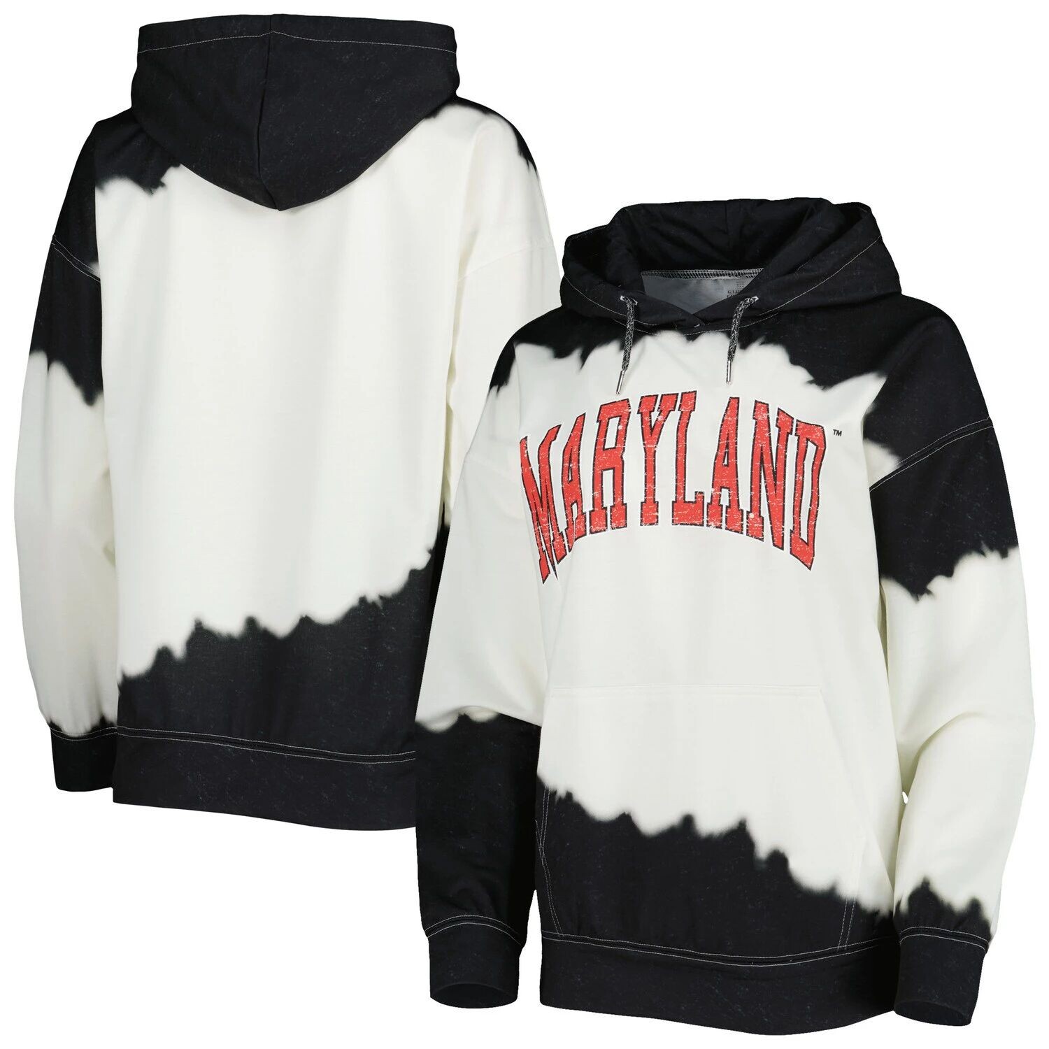 

Женский пуловер с капюшоном Gameday Couture белого/черного цвета Maryland Terrapins For the Fun, окрашенный двойным погружением, Черный