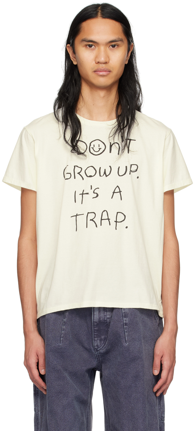 Кремового цвета футболка с надписью «Don't Grow Up» R13, цвет Ecru