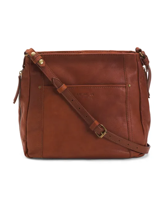 

Кожаное трансформируемое плечо Austin через плечо American Leather Co., цвет Brandy