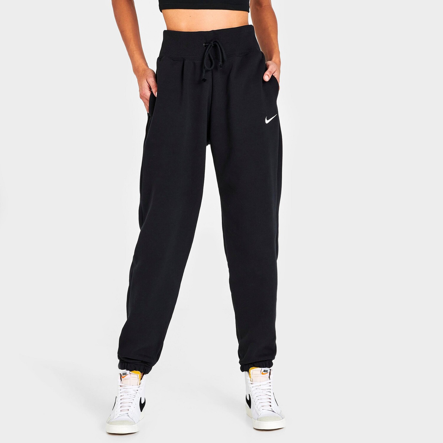 

Женские спортивные брюки большого размера из флиса Nike Sportswear Phoenix с завышенной талией, черный